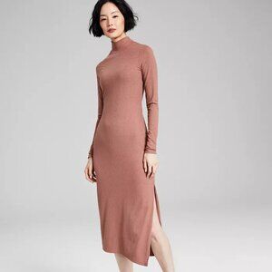 *NWT** AND NOW THIS Women's Ribbed High-Neck Midi Bodycon Dress